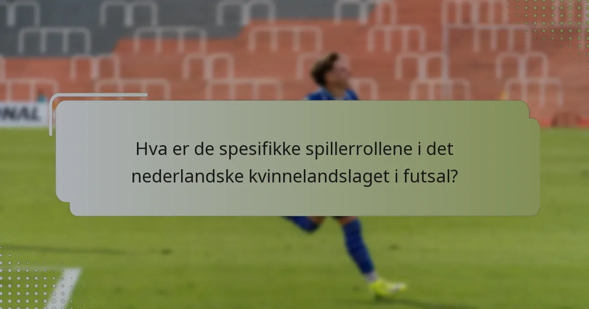 Hva er de spesifikke spillerrollene i det nederlandske kvinnelandslaget i futsal?