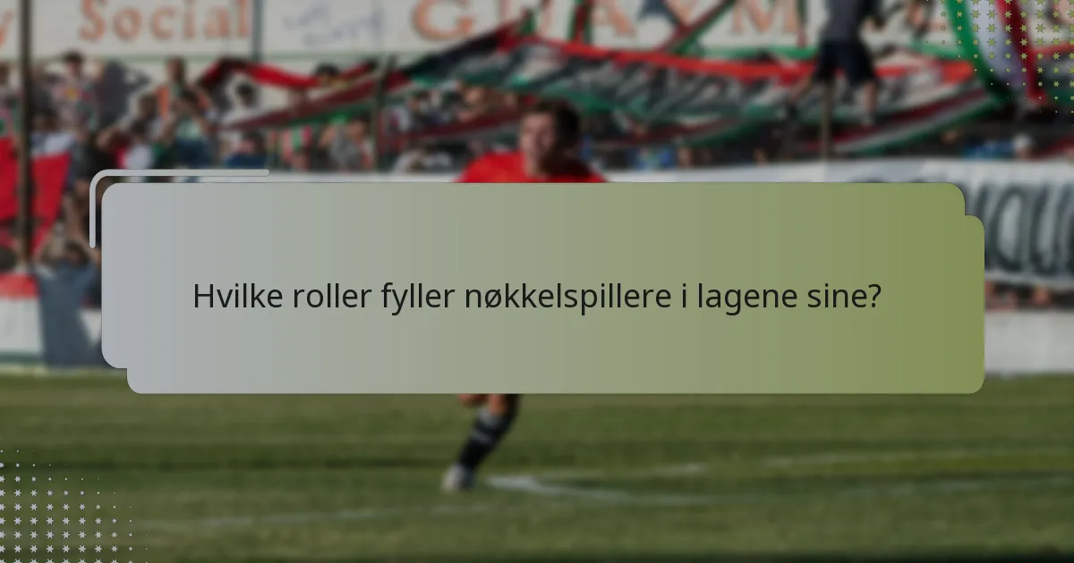 Hvilke roller fyller nøkkelspillere i lagene sine?